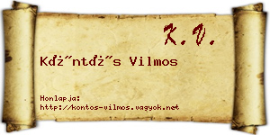 Köntös Vilmos névjegykártya