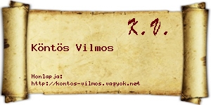 Köntös Vilmos névjegykártya